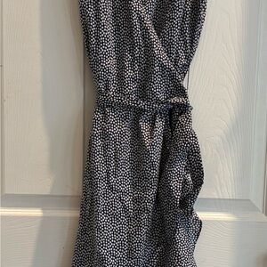 Vineyard Vines Wrap Dress Women’s Small Navy Blue White Polka Dot Sleeveless